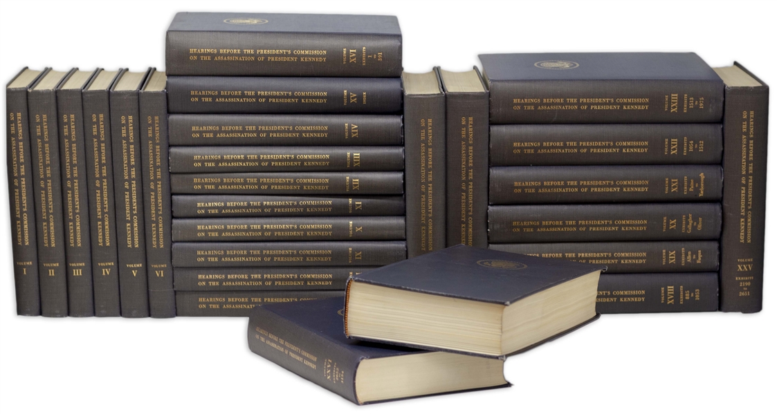 First Edition, 27 Volume Set of the Warren Commissions Report on the Assassination of John F. Kennedy -- With Scarce Report Volume